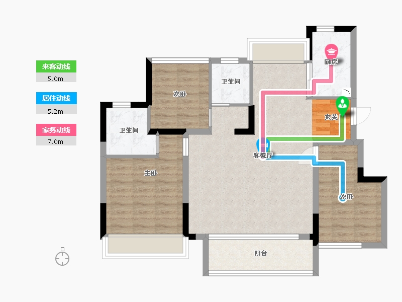 江苏省-苏州市-和岸花园-85.60-户型库-动静线