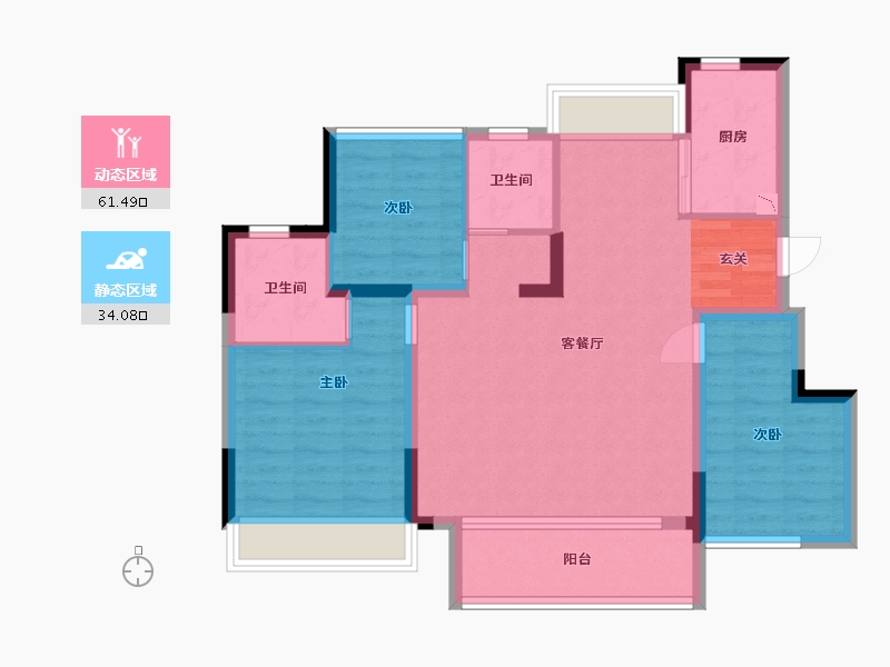 江苏省-苏州市-和岸花园-85.60-户型库-动静分区