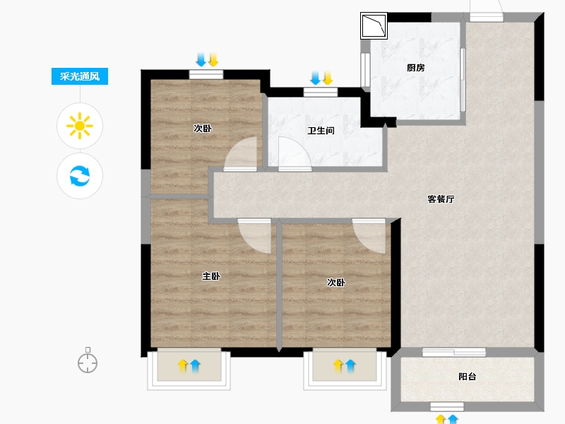 山东省-青岛市-龙湖学樘府-71.20-户型库-采光通风