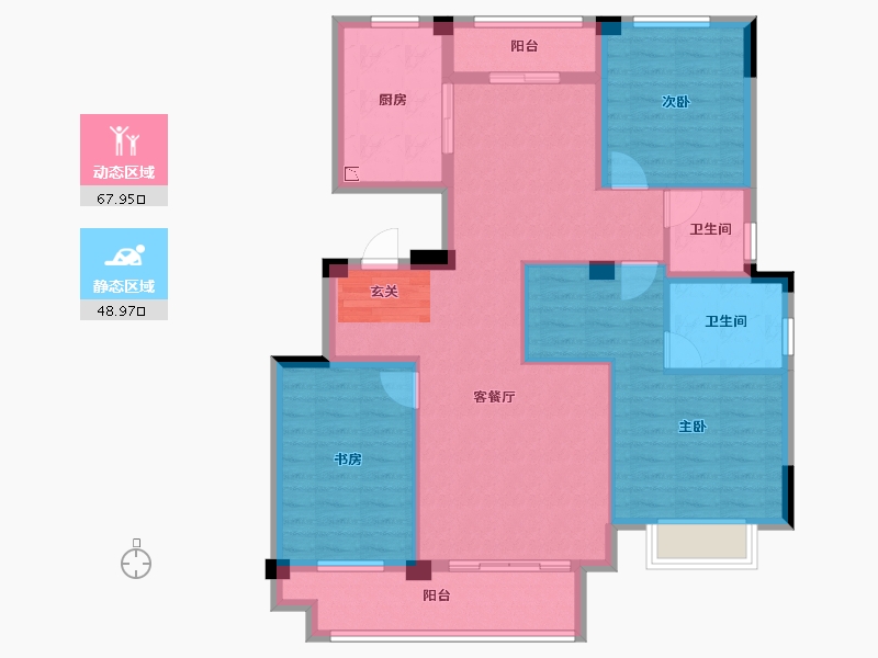 浙江省-绍兴市-朗臻望江府-104.54-户型库-动静分区