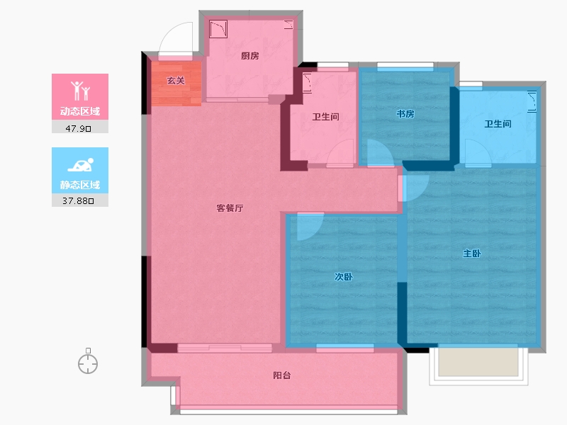 浙江省-绍兴市-中梁隐山府-75.44-户型库-动静分区