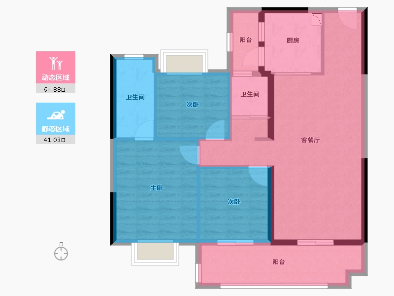 河南省-信阳市-固始碧桂园-95.20-户型库-动静分区