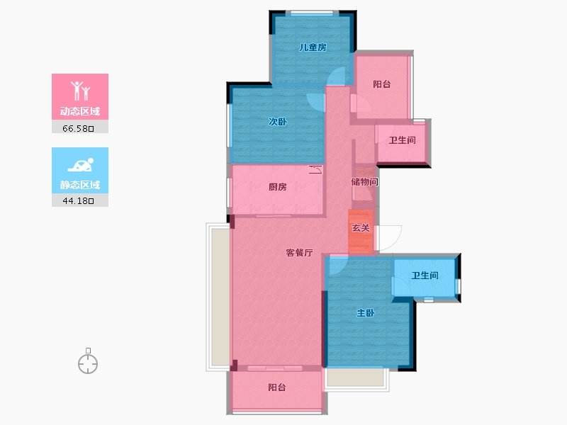 湖南省-长沙市-保利堂悦-98.67-户型库-动静分区