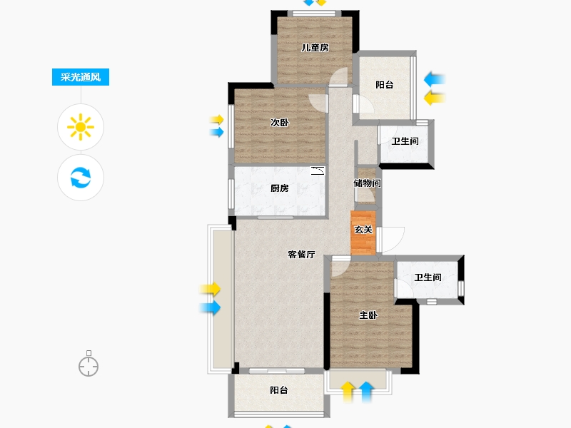 湖南省-长沙市-保利堂悦-98.67-户型库-采光通风