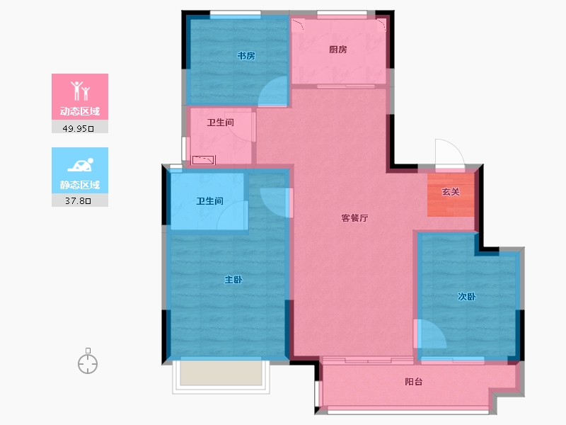 浙江省-绍兴市-融信招商兴望轩-78.38-户型库-动静分区