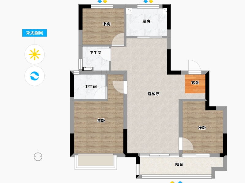 浙江省-绍兴市-融信招商兴望轩-78.38-户型库-采光通风