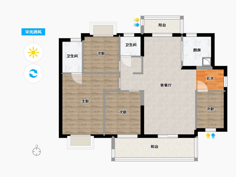 广东省-东莞市-信鸿御江东岸-92.75-户型库-采光通风