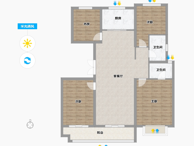 陕西省-宝鸡市-凤凰未来城-117.59-户型库-采光通风