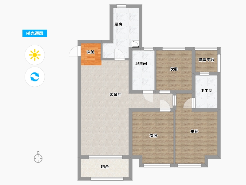 陕西省-西安市-林凯溢金湾-90.40-户型库-采光通风