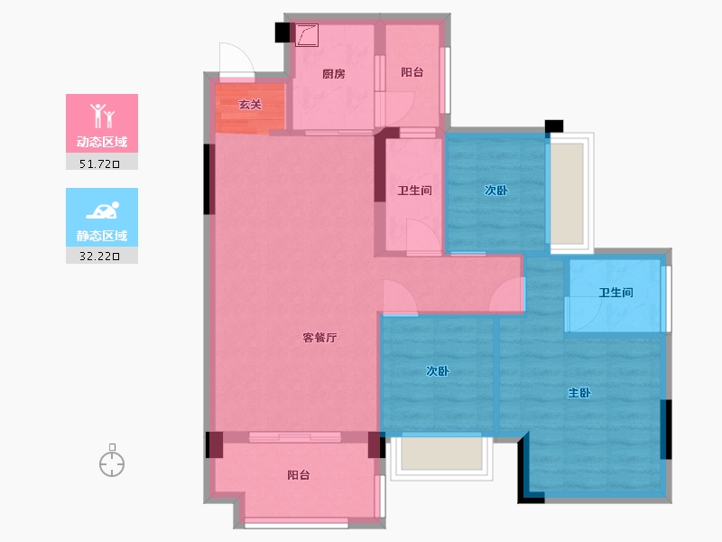 广东省-广州市-嘉霖聚和・尊悦台-74.62-户型库-动静分区