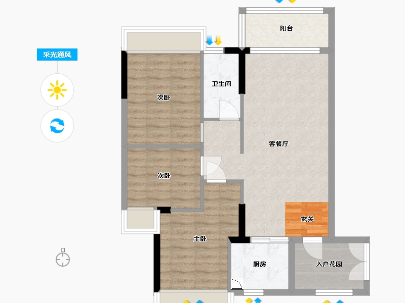 广东省-广州市-伟腾云星-76.41-户型库-采光通风