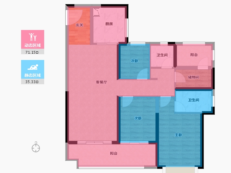 陕西省-渭南市-渭南雅居乐翰林雅郡-94.49-户型库-动静分区