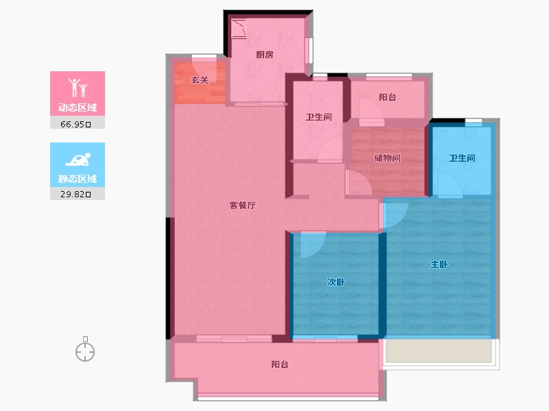 陕西省-渭南市-渭南雅居乐翰林雅郡-85.89-户型库-动静分区