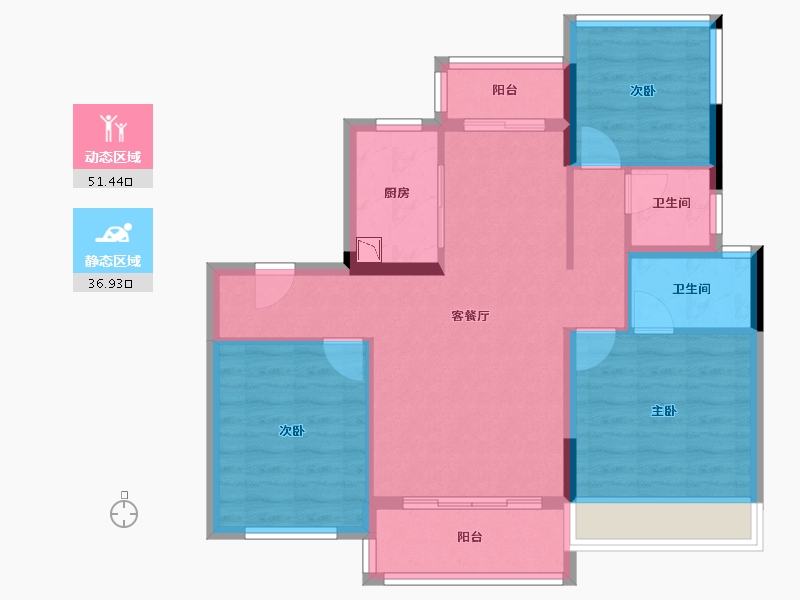 四川省-遂宁市-碧桂园・河东云著-78.77-户型库-动静分区