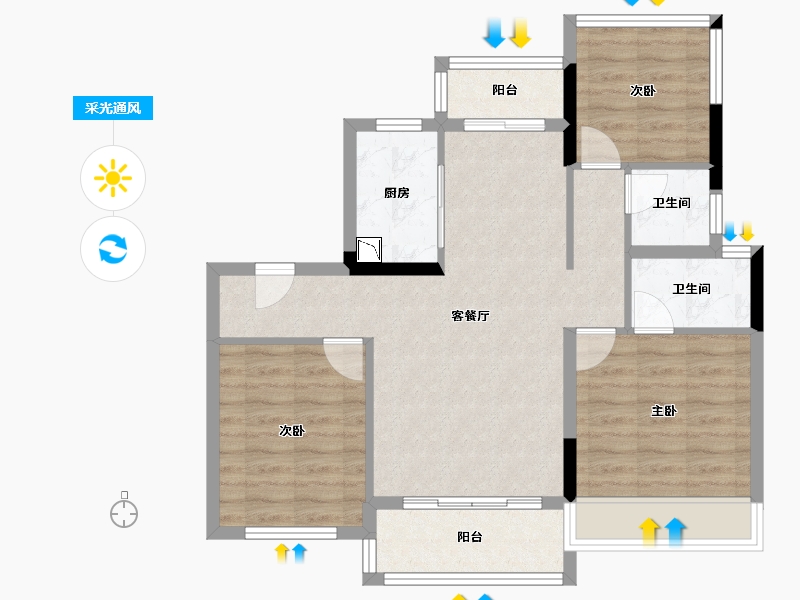 四川省-遂宁市-碧桂园・河东云著-78.77-户型库-采光通风