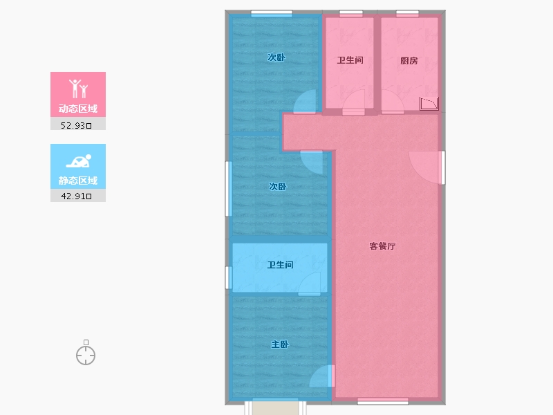 陕西省-西安市-远洋御山水-85.61-户型库-动静分区