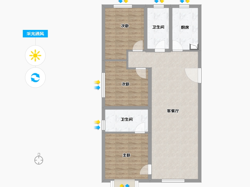 陕西省-西安市-远洋御山水-85.61-户型库-采光通风