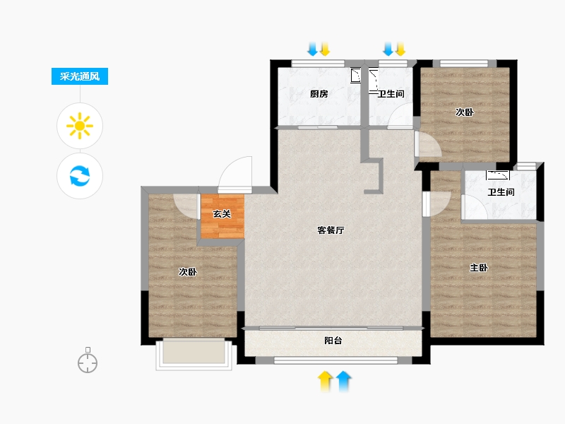 陕西省-西安市-绿地智创金融城-94.00-户型库-采光通风