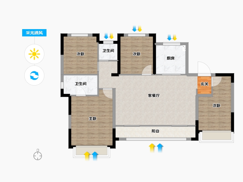 陕西省-西安市-绿地智创金融城-110.00-户型库-采光通风