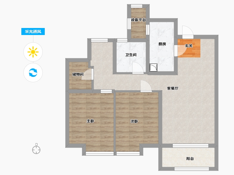 陕西省-西安市-林凯溢金湾-72.00-户型库-采光通风