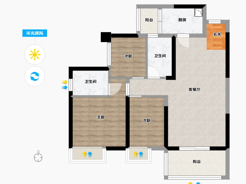 陕西省-西安市-水悦澜岸-76.38-户型库-采光通风