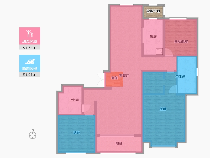 陕西省-西安市-林凯溢金湾-132.80-户型库-动静分区