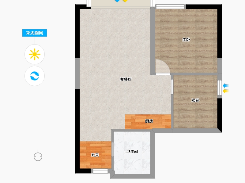 广东省-广州市-珠江国际公馆-55.74-户型库-采光通风