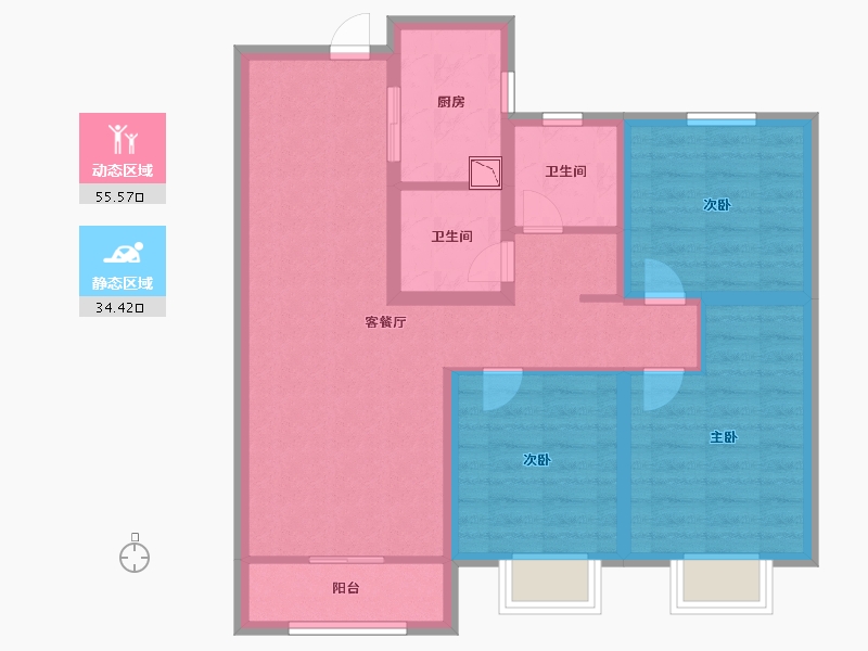 陕西省-西安市-远洋御山水-79.20-户型库-动静分区