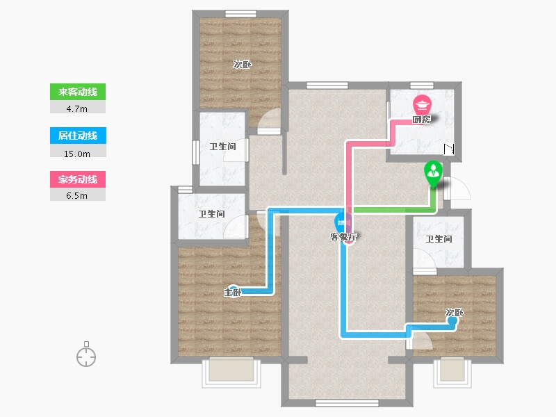 陕西省-西安市-远洋御山水-95.20-户型库-动静线