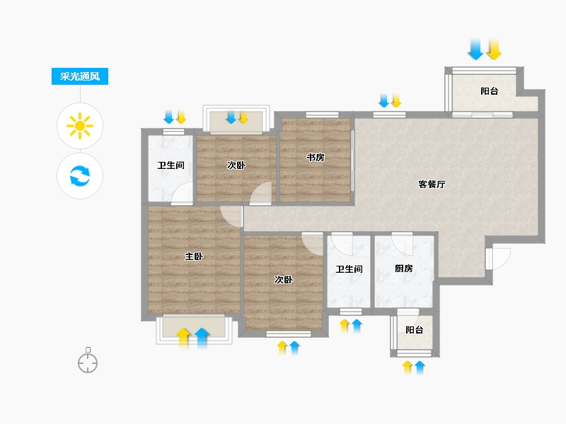 四川省-成都市-朗基香颂天府二期(1,9,8,3)号楼110m²-92.50-户型库-采光通风