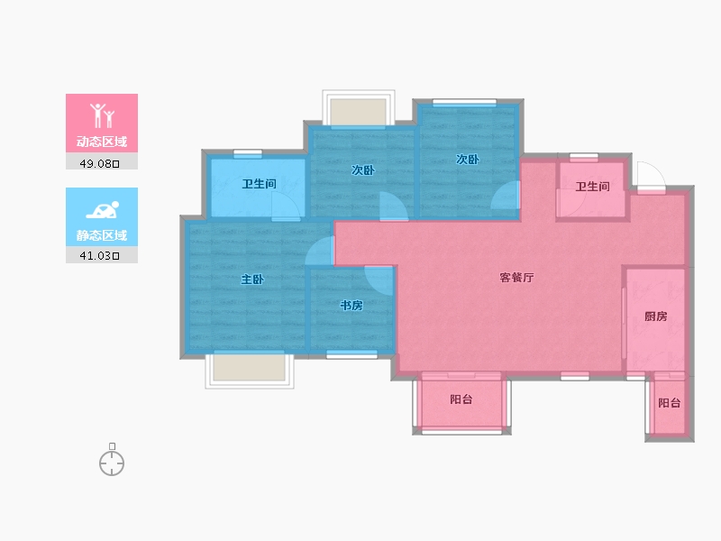 四川省-成都市-朗基香颂天府二期(7,18,4,5,6)号楼107m²-81.59-户型库-动静分区