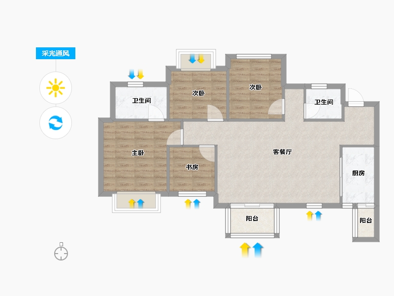 四川省-成都市-朗基香颂天府二期(7,18,4,5,6)号楼107m²-81.59-户型库-采光通风