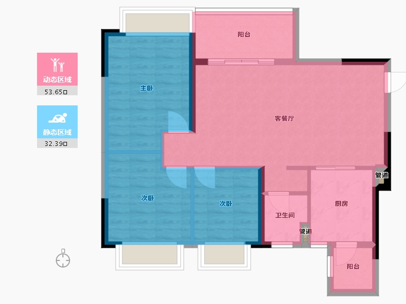 四川省-成都市-恒大翡翠龙庭4号楼96m²-77.81-户型库-动静分区