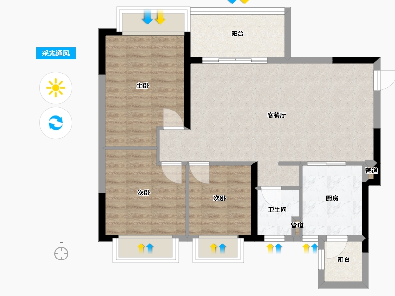 四川省-成都市-恒大翡翠龙庭4号楼96m²-77.81-户型库-采光通风