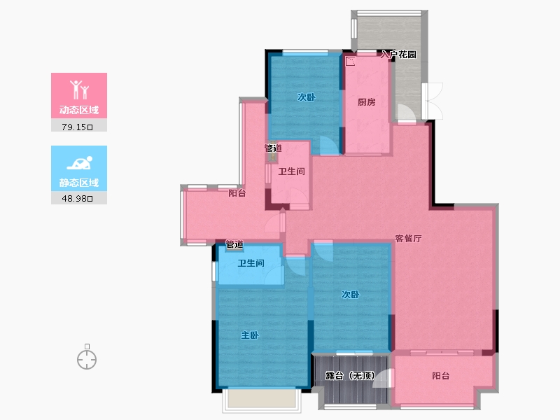 四川省-成都市-恒大银海湖三期7号楼140m²-127.81-户型库-动静分区