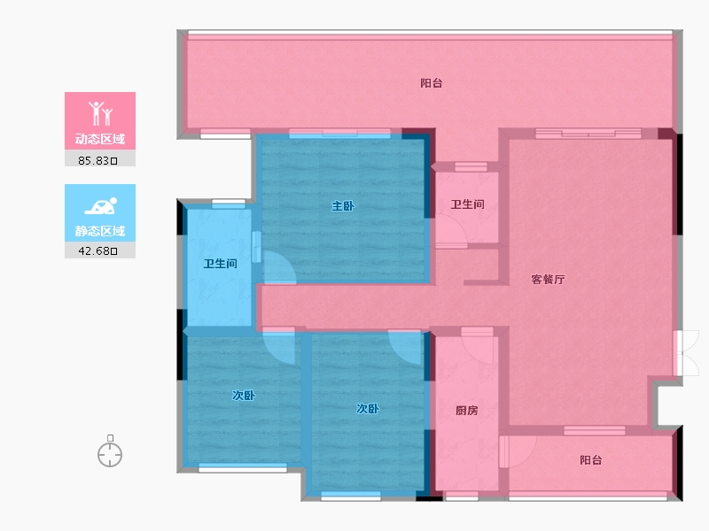 四川省-成都市-中瑞天悦天玺(3,4,5,6)栋112m²-114.91-户型库-动静分区