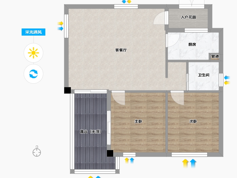 四川省-成都市-郡源山外山悦城(4,5,6)号楼76m²-72.52-户型库-采光通风