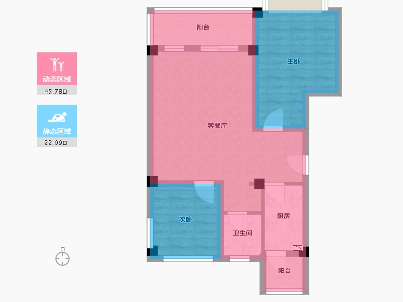 四川省-成都市-青城上院(10,11,12,13,16)栋72m²-59.40-户型库-动静分区