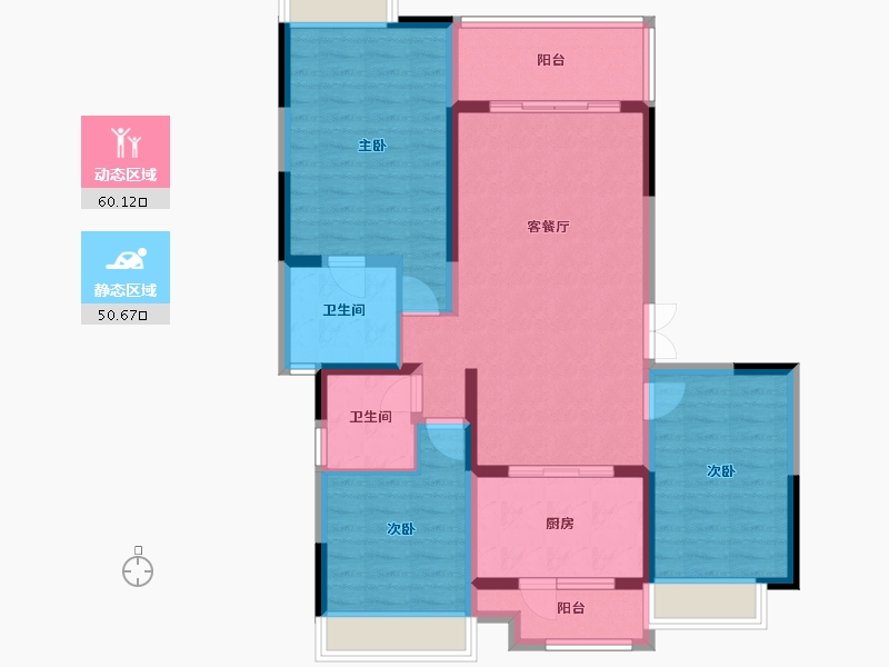 四川省-成都市-中建人居山水颐墅悦麓户型128m²-98.91-户型库-动静分区