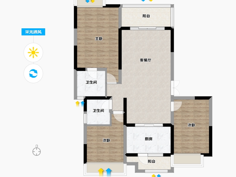 四川省-成都市-中建人居山水颐墅悦麓户型128m²-98.91-户型库-采光通风