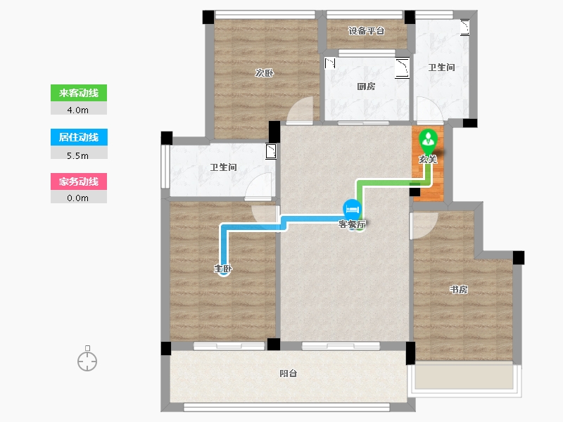 浙江省-温州市-华鸿蓝城春风楠溪-88.55-户型库-动静线