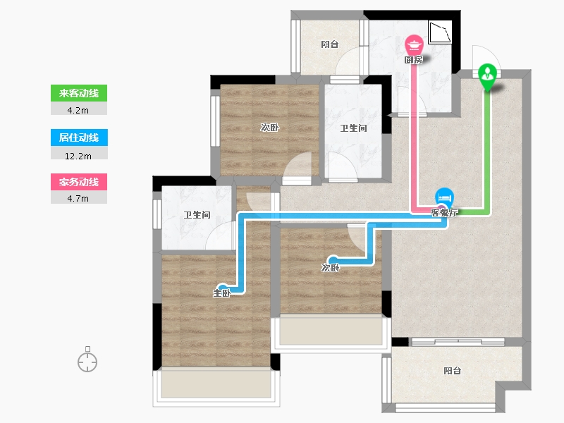 广西壮族自治区-桂林市-桂林融创九棠府-71.38-户型库-动静线