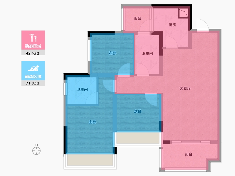 广西壮族自治区-桂林市-桂林融创九棠府-71.38-户型库-动静分区