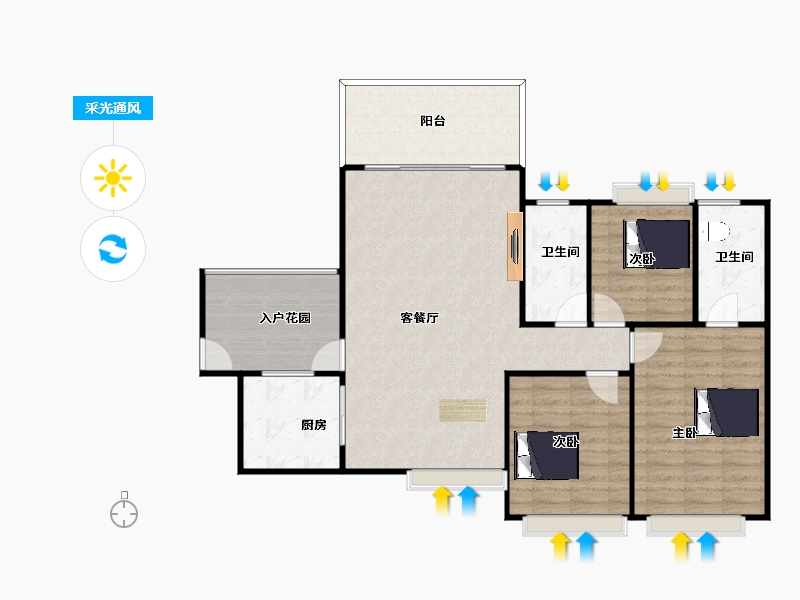 四川省-成都市-保利玫瑰郡-91.84-户型库-采光通风