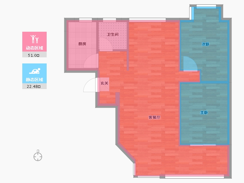 江苏省-苏州市-绿地大道199弄-16幢-66.98-户型库-动静分区