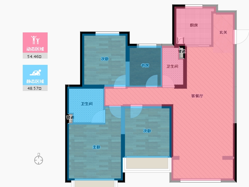 陕西省-西安市-启迪佳莲未来科技城-91.78-户型库-动静分区