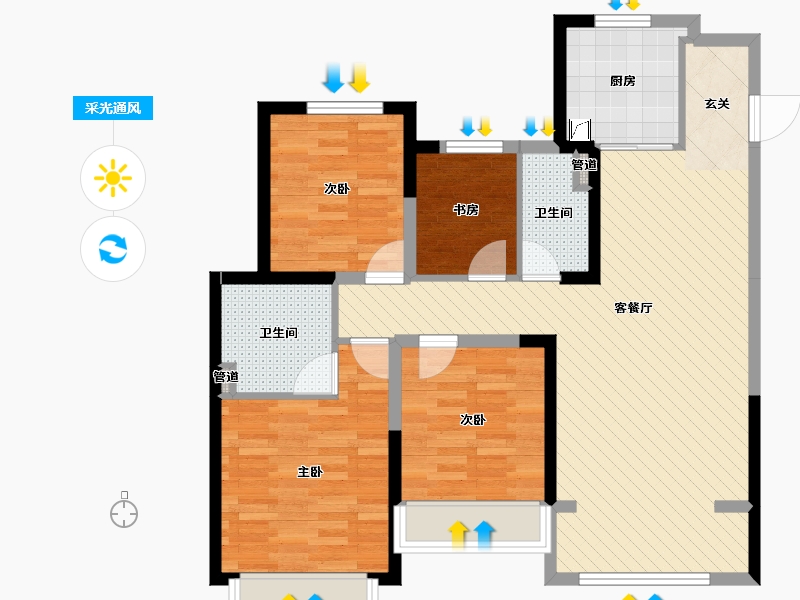 陕西省-西安市-启迪佳莲未来科技城-91.78-户型库-采光通风