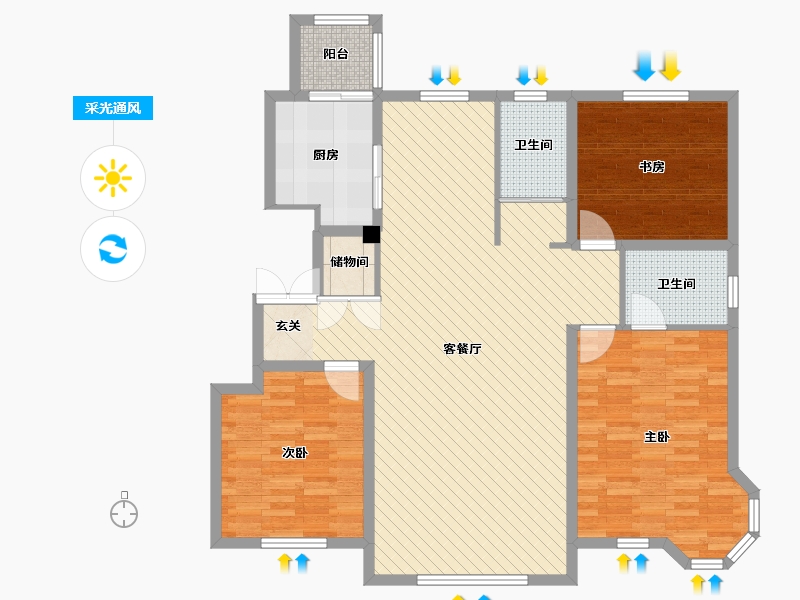 吉林省-长春市-新星宇观塘-119.36-户型库-采光通风