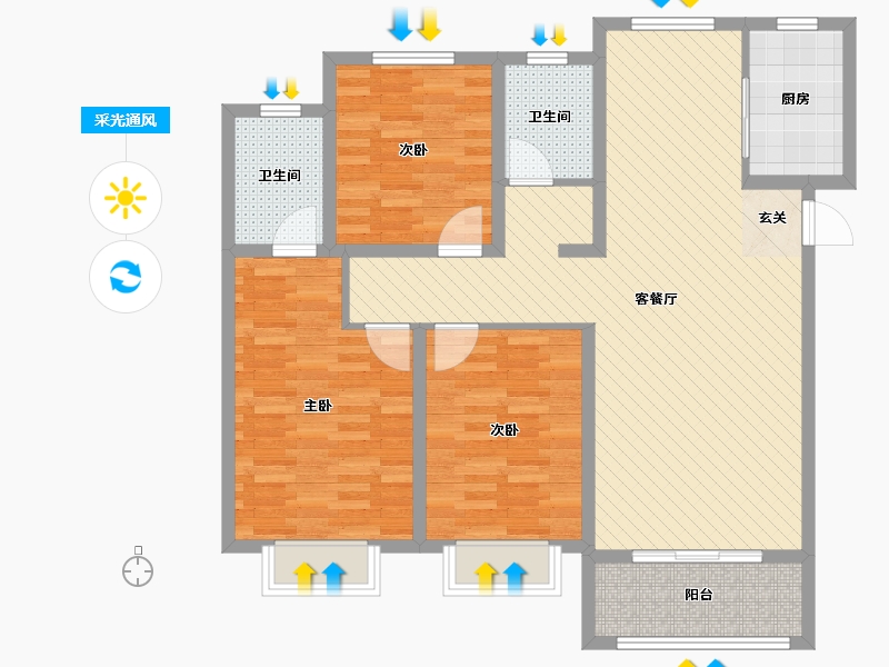 山东省-枣庄市-誉德华府-103.00-户型库-采光通风