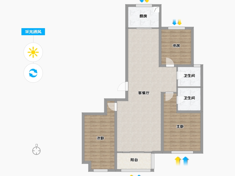 山东省-德州市-橡树湾-107.58-户型库-采光通风